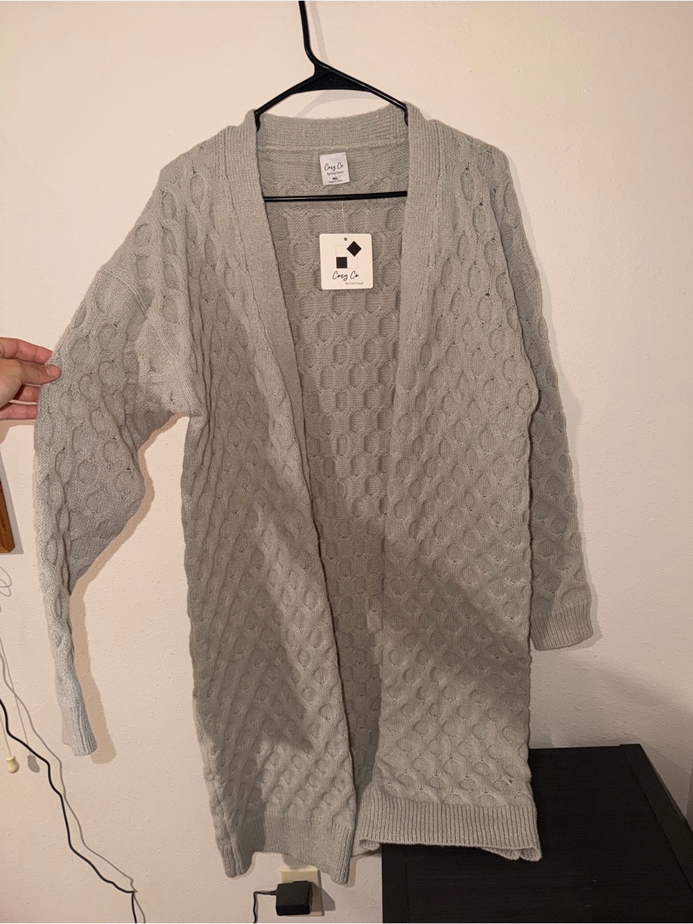 Cozy Cable Knit Open Cardigan in Light Gray